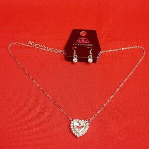 Paparazzi Earrings Necklace Set Out of the Glitteryness of Your Heart White